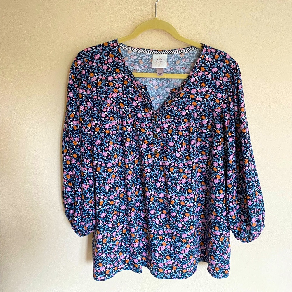 BNWOT Knox Rose Floral Long Sleeve Balloon Sleeve Blouse